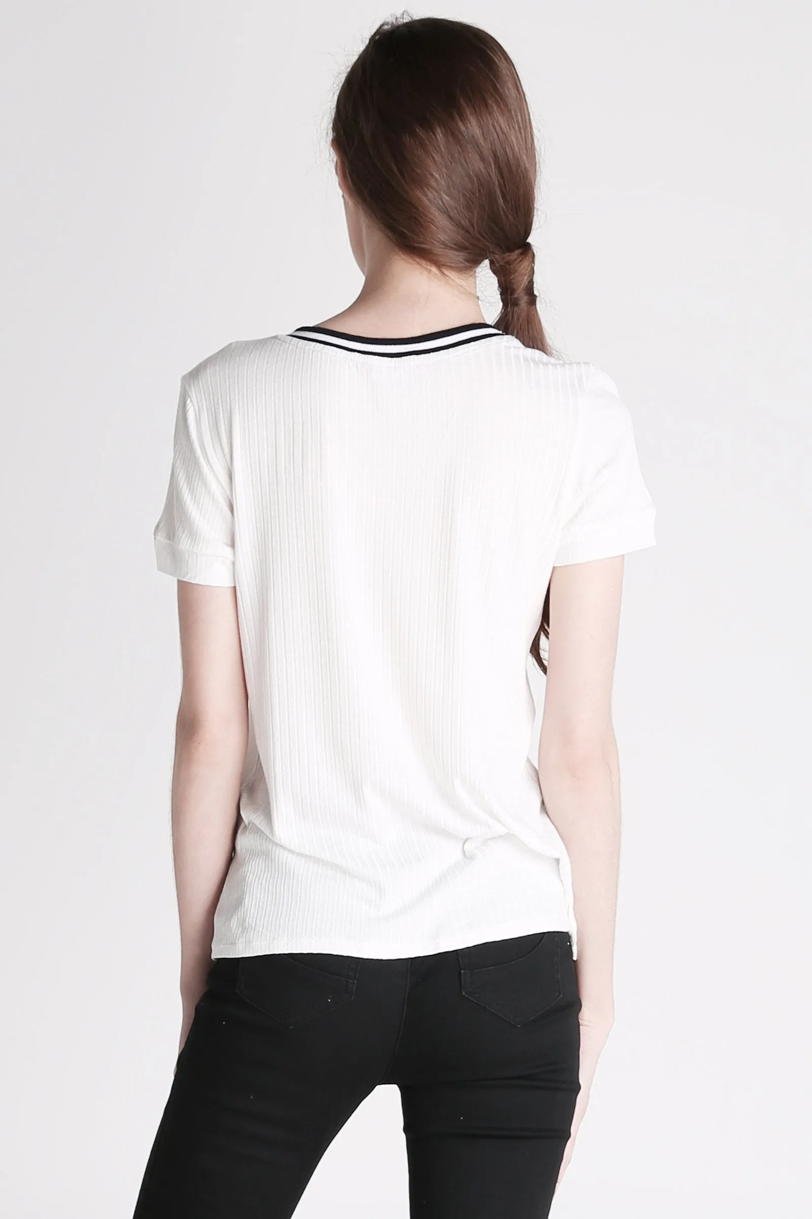  Relaxed Fit Ringer Tee in Rayon