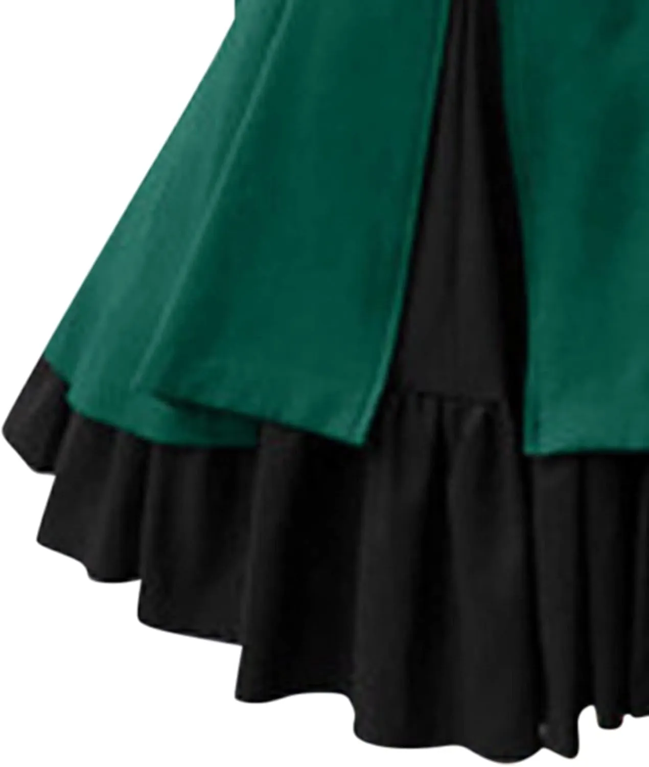 Retro Medieval Dress for Women, Renaissance Princess Long Sleeve Ruffle Hem Costume Flowy Victorian Fairy Retro Dress