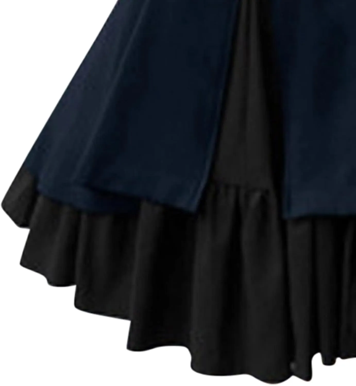Retro Medieval Dress for Women, Renaissance Princess Long Sleeve Ruffle Hem Costume Flowy Victorian Fairy Retro Dress