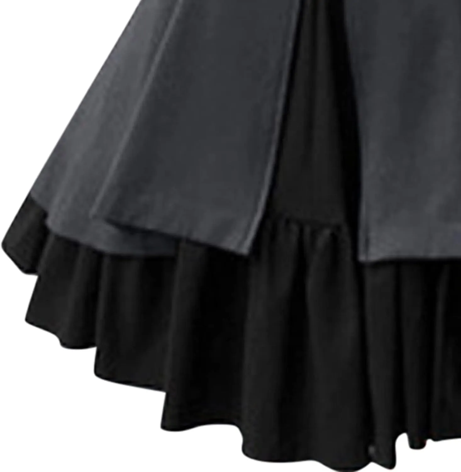 Retro Medieval Dress for Women, Renaissance Princess Long Sleeve Ruffle Hem Costume Flowy Victorian Fairy Retro Dress