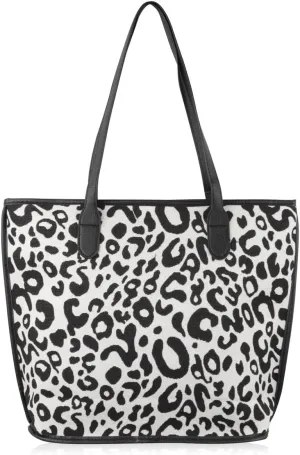 RIAH FASHION Versatile Vegan Leatherette Tote Bag - Faux Leather Purse Canvas Shoulder Strap, Leopard, Snake Print Shopper