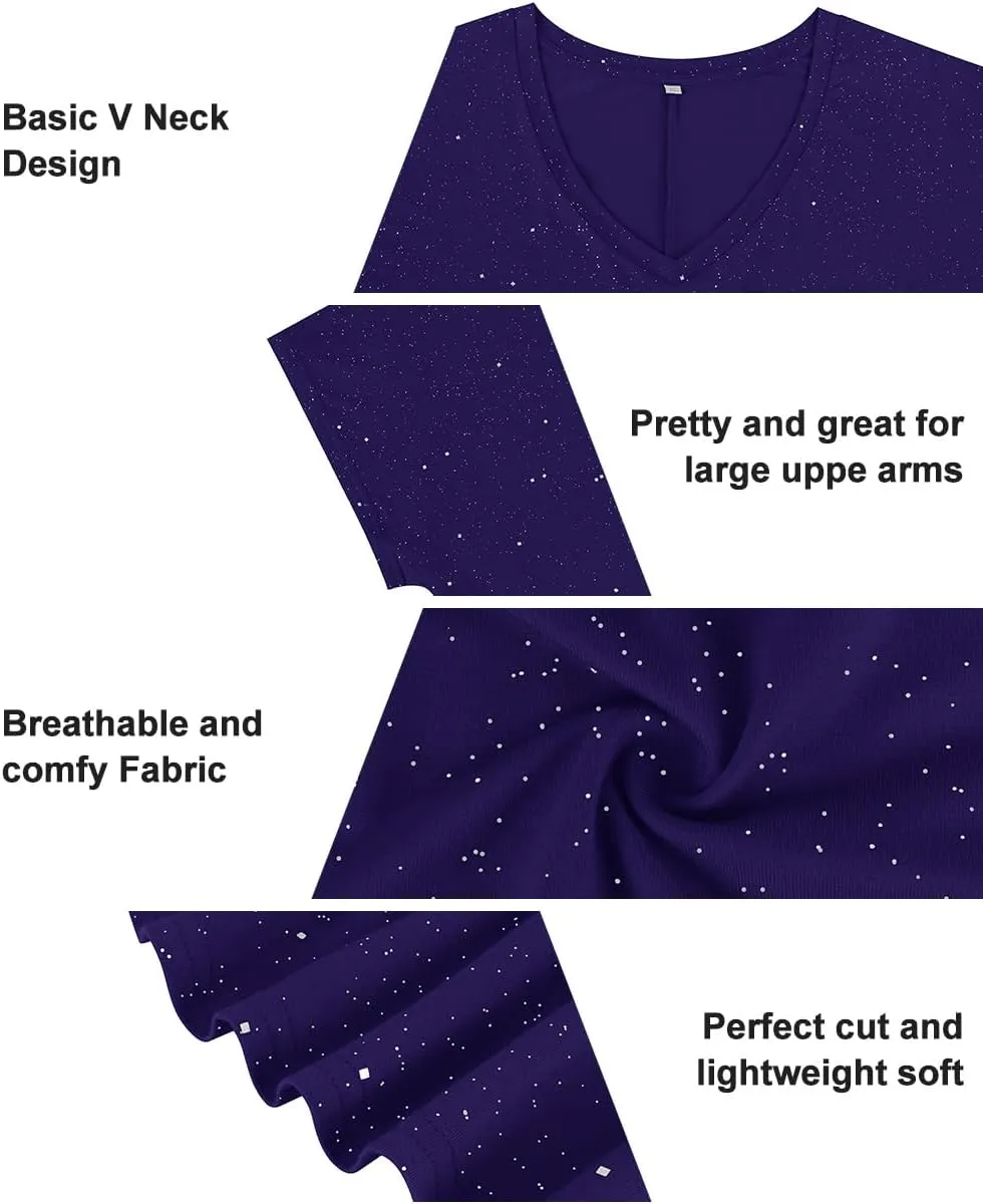 RITERA Plus Size Tops for Women Oversized Summer Basic V Neck Short Sleeve Henley Shirt Casual Tunic Shirts XL-5XL