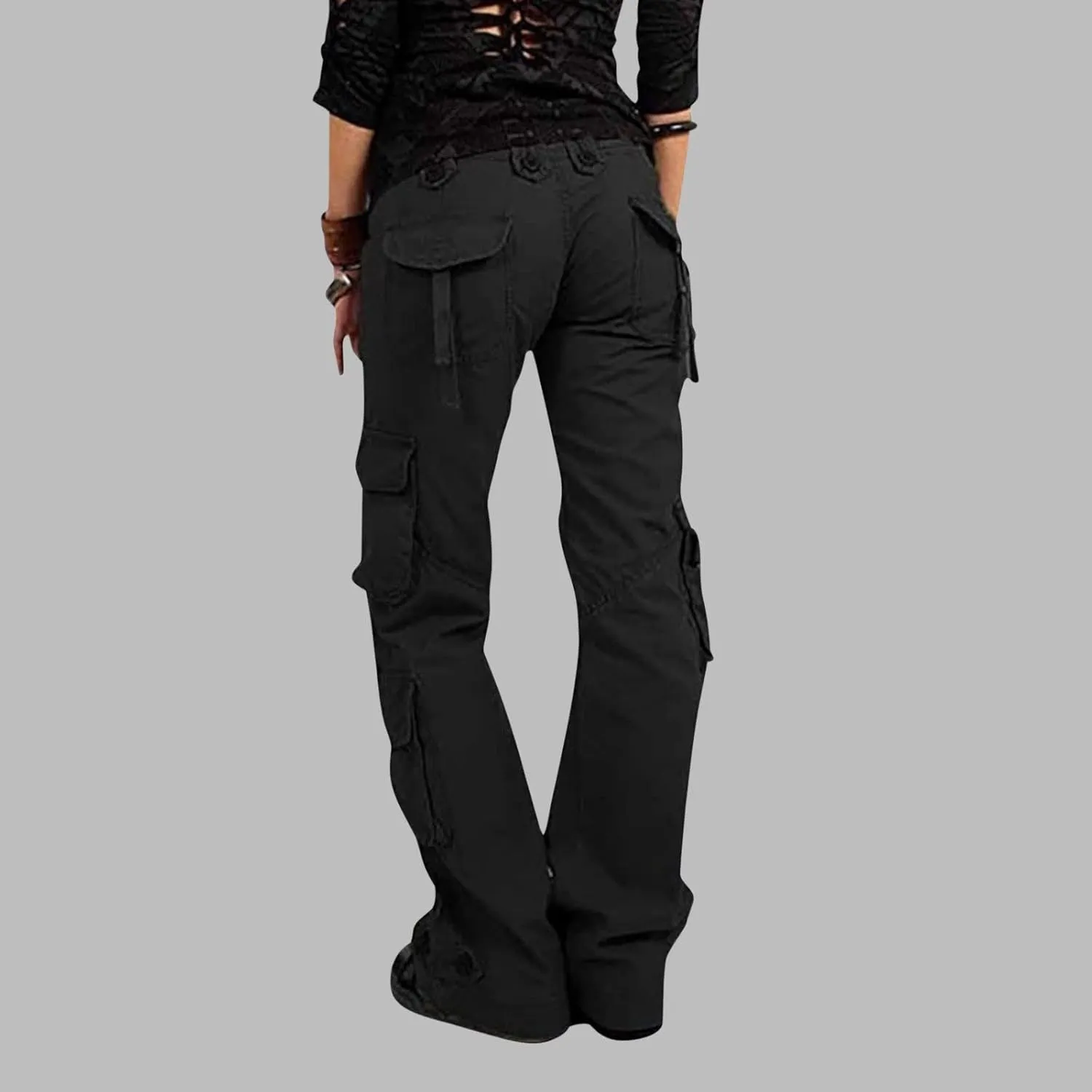 RKSTN Cargo Pants Women with Pockets High Waist Baggy Casual Trousers Wide Leg Solid Camp Hiking Pant Streetwear Overalls