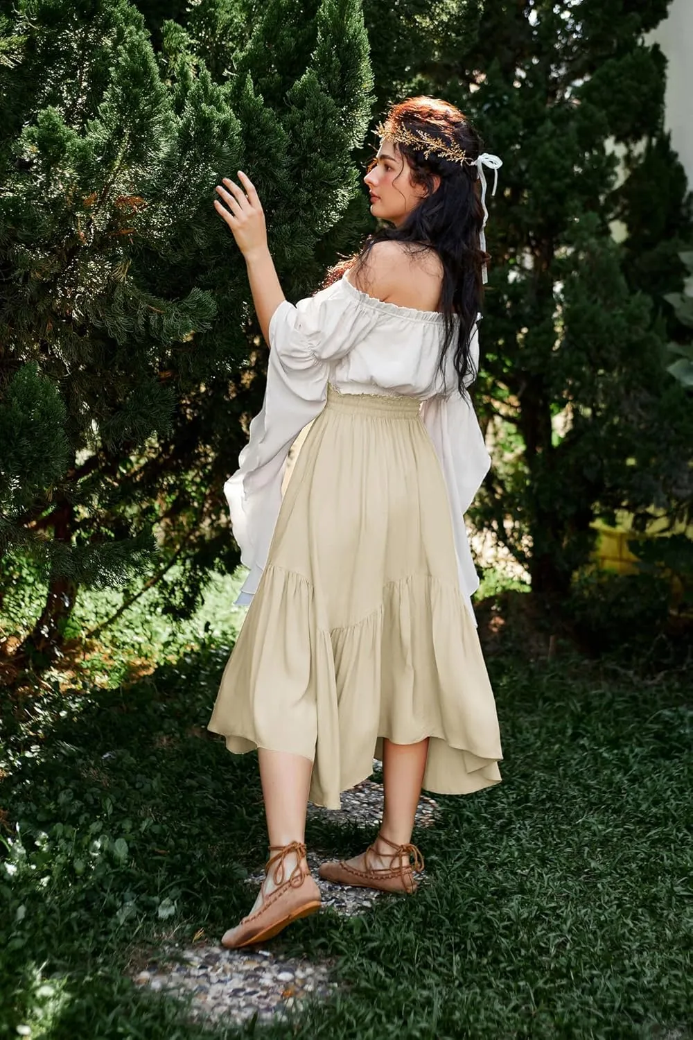 Scarlet Darkness Maxi Skirts for Women High Waist Renaissance Skirt Long Skirt with Pockets