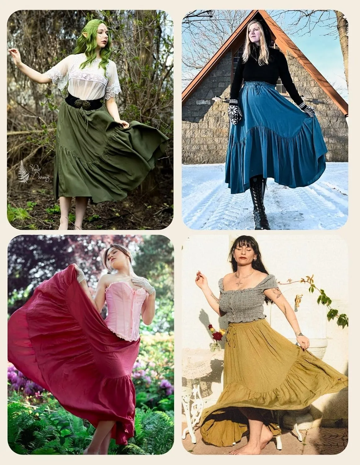Scarlet Darkness Maxi Skirts for Women High Waist Renaissance Skirt Long Skirt with Pockets