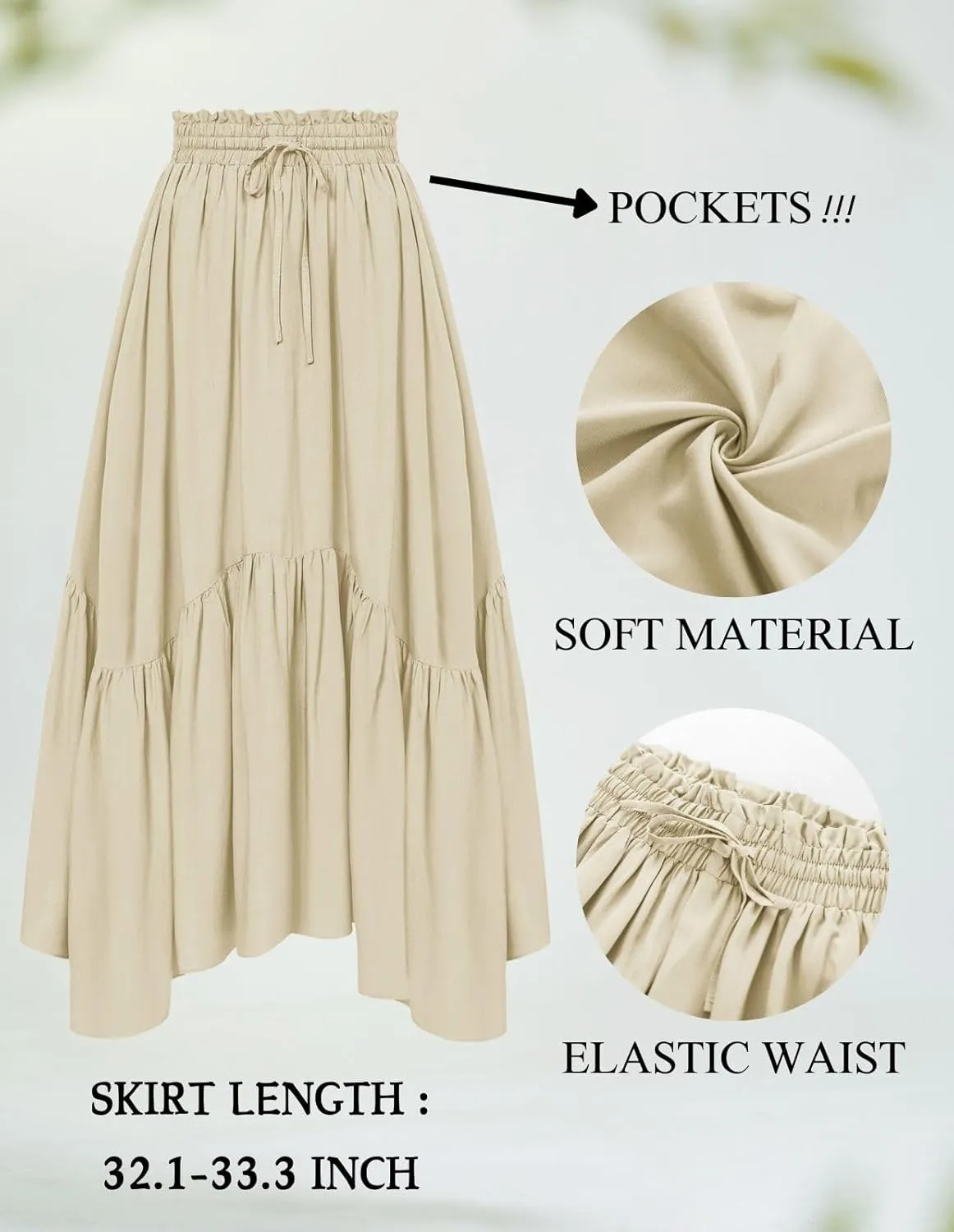 Scarlet Darkness Maxi Skirts for Women High Waist Renaissance Skirt Long Skirt with Pockets