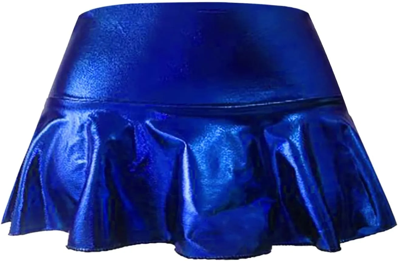 Short Mini Skirts for Women Trendy High Waisted Leather Pleated Solid Ruffle Skirt Sparkly Skirt for Women