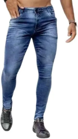 Skinny Denim Jeans for Men Slim Fit Stretch Tapered Classic Basic Comfy Pencil Pants with Pockets