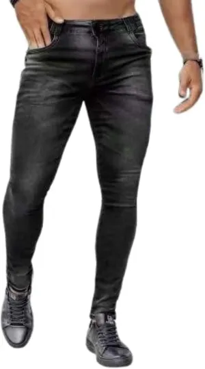 Skinny Denim Jeans for Men Slim Fit Stretch Tapered Classic Basic Comfy Pencil Pants with Pockets