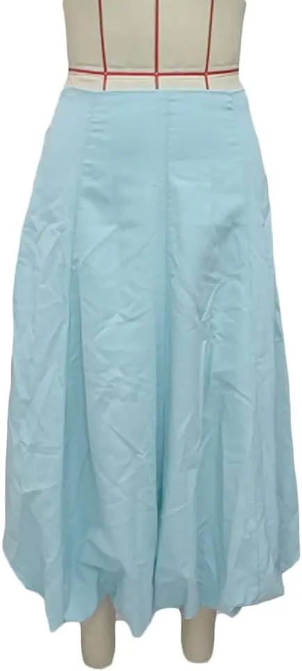 SOLILOQUY Women's Balloon Long Skirt Y2k Low Waist Solid Color A-Line Pleated Bubble Maxi Skirt Casual Puff Flowy Skirts