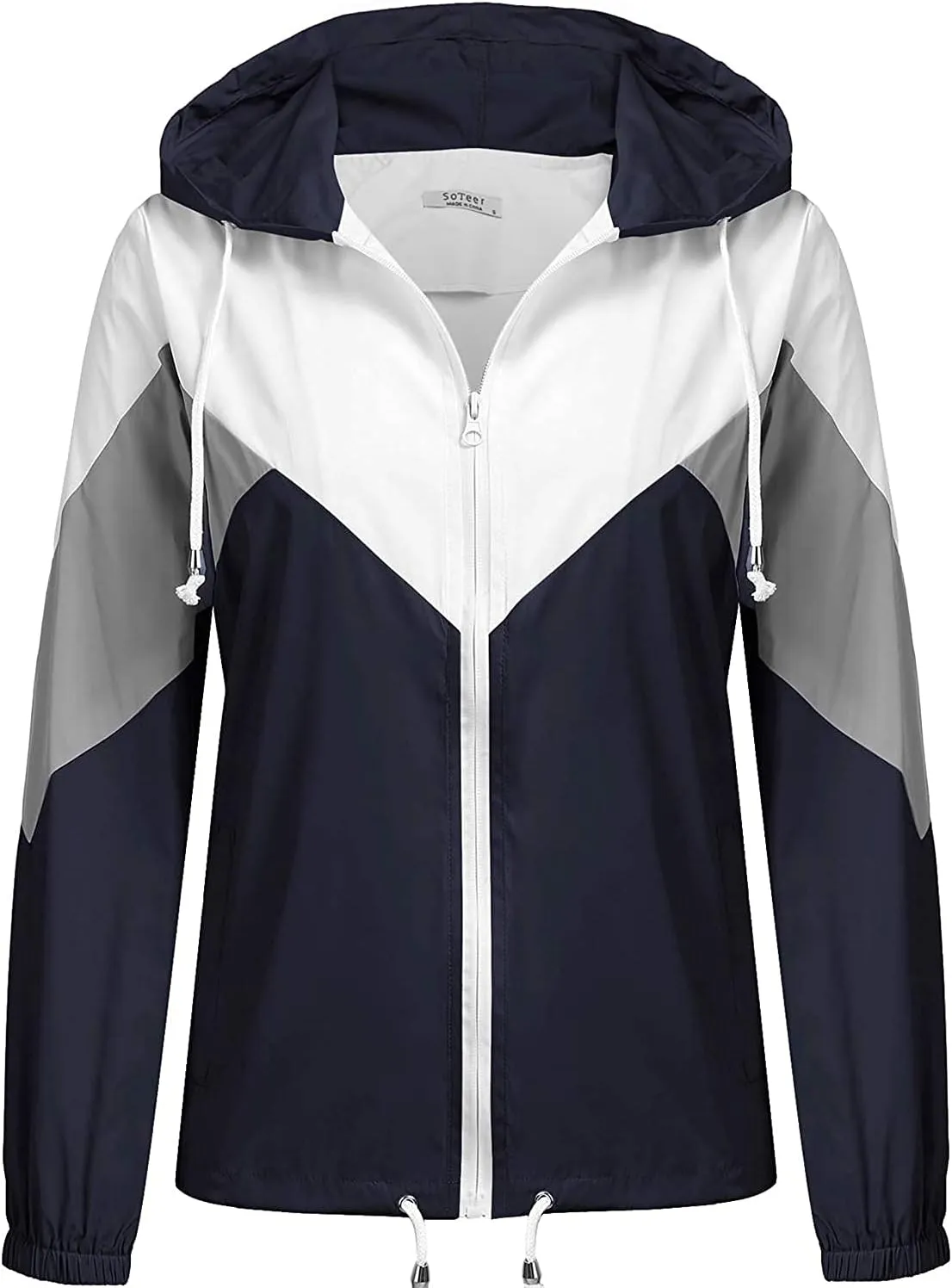 SoTeer Women's Waterproof Rain Jackets Lightweight Hooded Windbreaker Packable Active Outdoor Raincoat