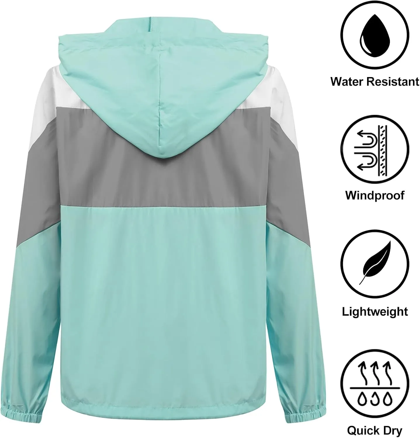 SoTeer Women's Waterproof Rain Jackets Lightweight Hooded Windbreaker Packable Active Outdoor Raincoat
