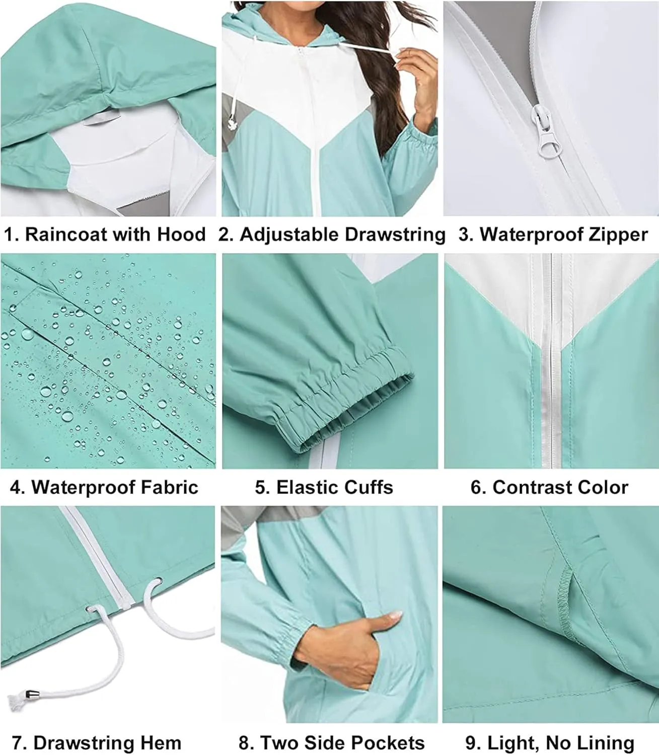 SoTeer Women's Waterproof Rain Jackets Lightweight Hooded Windbreaker Packable Active Outdoor Raincoat