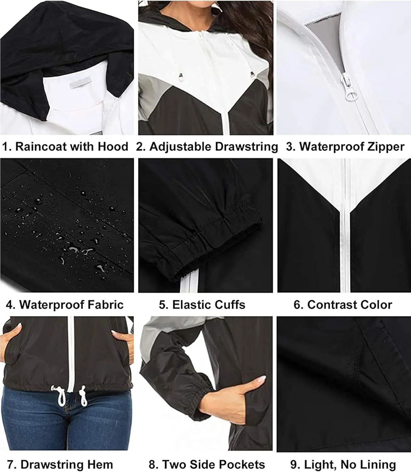 SoTeer Women's Waterproof Rain Jackets Lightweight Hooded Windbreaker Packable Active Outdoor Raincoat