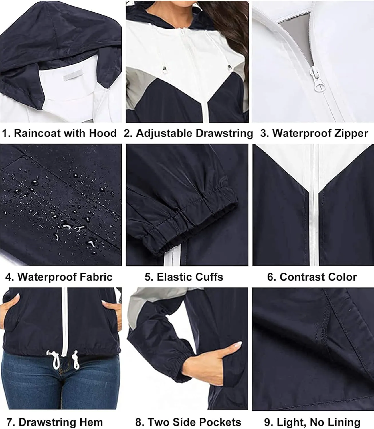 SoTeer Women's Waterproof Rain Jackets Lightweight Hooded Windbreaker Packable Active Outdoor Raincoat