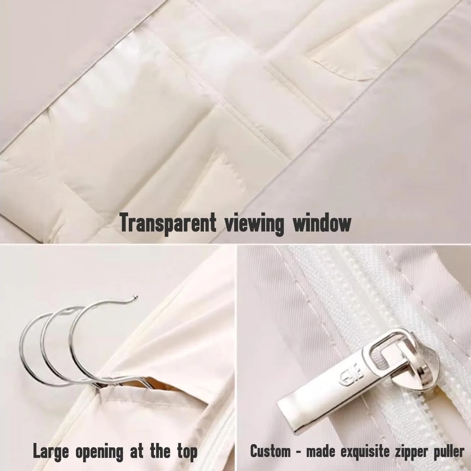 Space Saving Hanging Garment Bag  Self Compression Zipper, 3 Sizes, Waterproof Closet Organizer for Coats, Jackets, Suits Dustproof & Wrinkle-Free Storage (Beige, Medium)