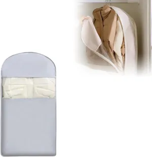 Space Saving Hanging Garment Bag with Self Compression Zipper | Dustproof Clothes Storage for Down Coats, Winter Jackets | Thick Closet Organizer Storage & Space Saver Bags (Light Blue, Size: 43inch)