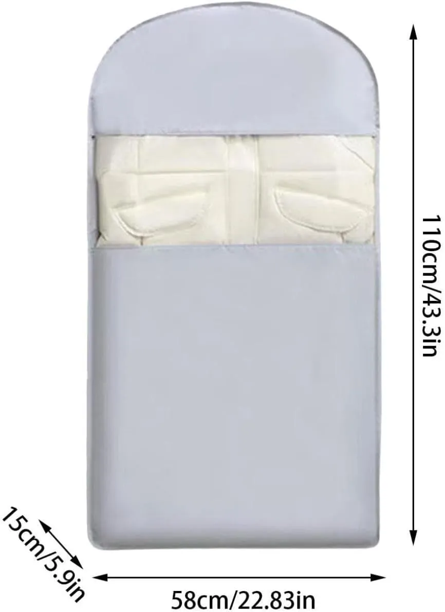 Space Saving Hanging Garment Bag with Self Compression Zipper | Dustproof Clothes Storage for Down Coats, Winter Jackets | Thick Closet Organizer Storage & Space Saver Bags (Light Blue, Size: 43inch)
