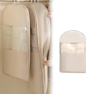 Space Saving Hanging Garment Bag with Self Compression Zipper | Dustproof Clothes Storage for Down Coats, Winter Jackets | Thick Closet Organizer Storage & Space Saver Bags