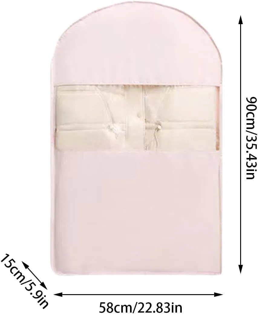 Space Saving Hanging Garment Bag With Self Compression Zipper Space Saver Closet Organizers Dust Cover Clothes Bags For Down Coat Peach Skin Velvet Storage Bag For Home Garment Bags (D, 90X58X15cm)