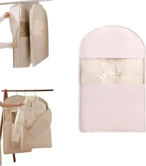Space Saving Hanging Garment Bag with Self Compression Zipper, Space Saver Closet Organizers, Otherwise Garment Bag Dust Proof Storage, Clothes Cover Protectors for Travel Home Down Coat (Pink, S)