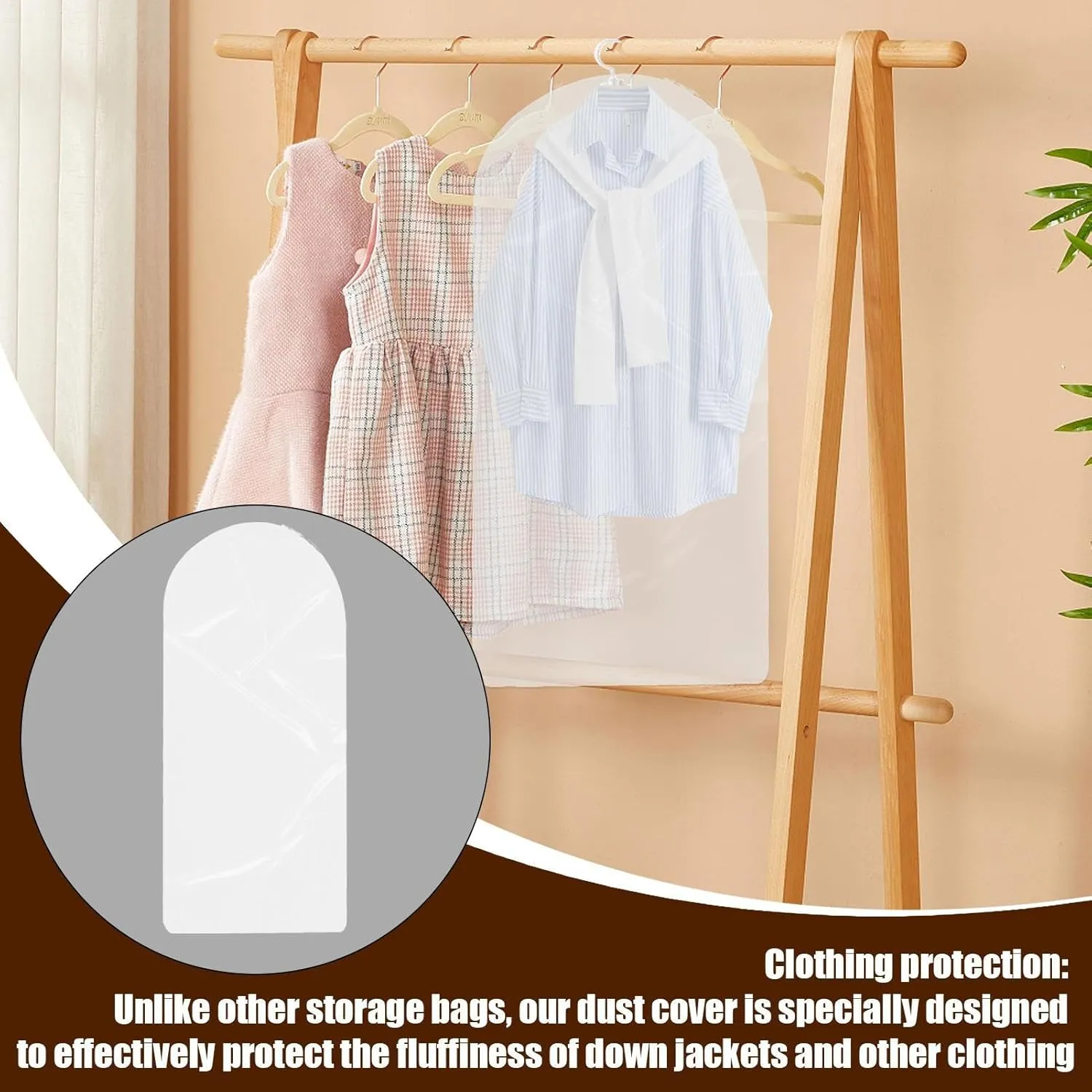 Space Saving Hanging Garment Bag with Selfs Compression Zipper, Garment Storage Bags Vacuum Sealed, Waterproof Garment Dust Cover, for Clothing Suits Dresses Jackets Coats