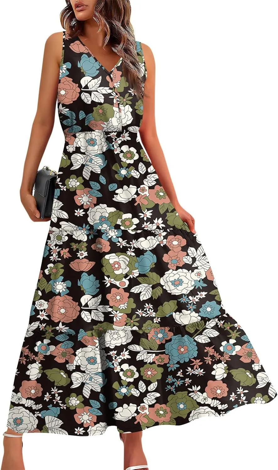 Spring Dresses for Women 2025 Floral Print Dresses for Women 2025 Casual Boho Flowy Patchwork
