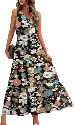 Spring Dresses for Women 2025 Floral Print Dresses for Women 2025 Casual Boho Flowy Patchwork