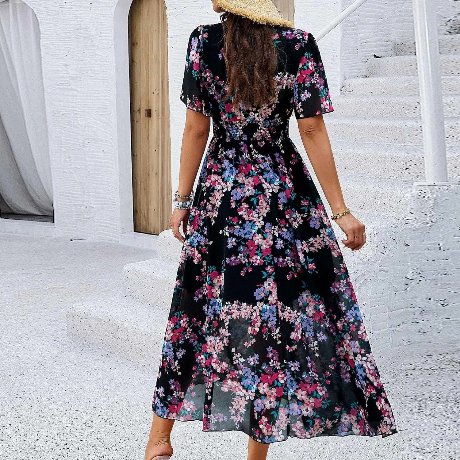 Spring Dresses for Women 2025 Summer Dresses for Women 2025 Vacation with Sleeves Floral Print