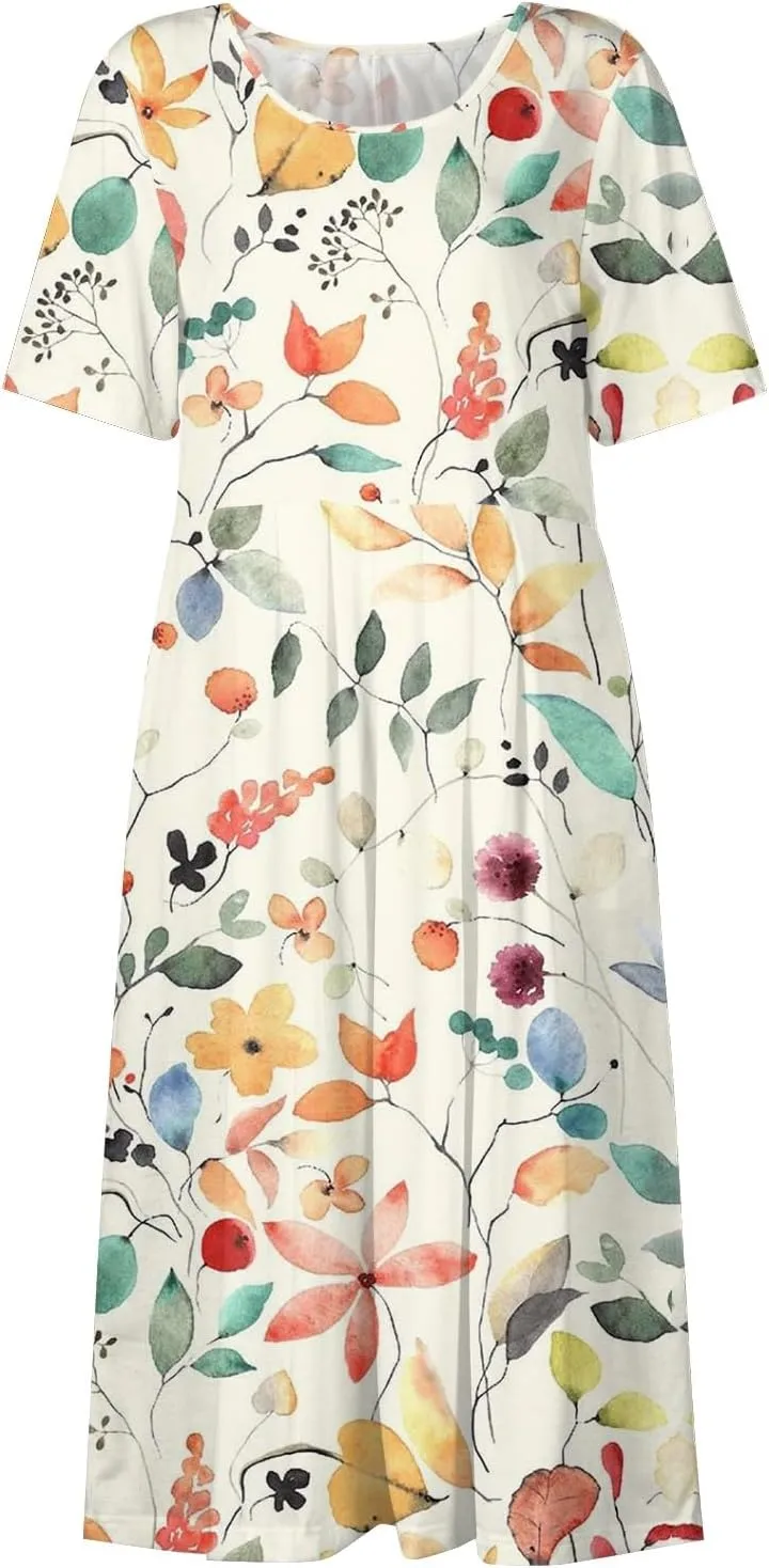 Spring Dresses for Women 2025 Womens Summer Dresses Casual Floral Print Dresses for Women Boho