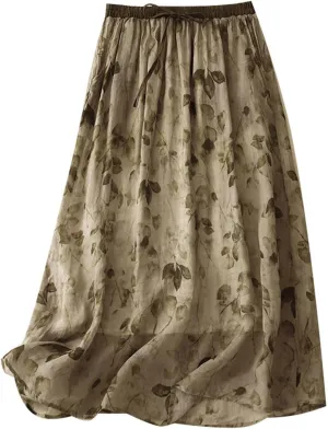 Spring Summer Floral Skirts for Women 2025 Bohemian Beach Midi Skirt Lightweight Flowy Vacation Boho Skirts
