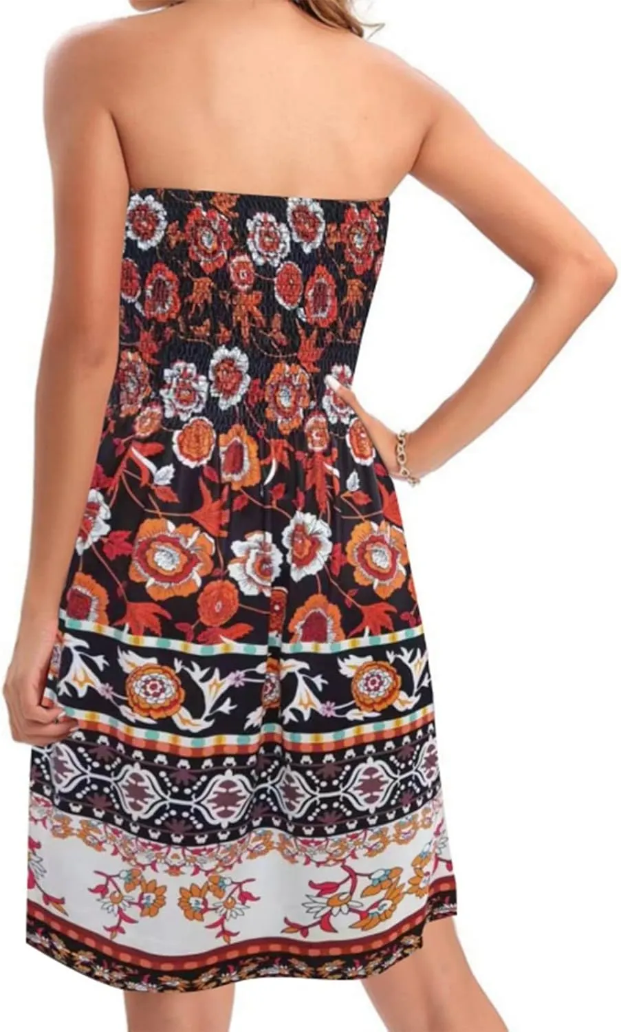 Summer Boho Dresses for Women 2024 Sexy Strapless Sundress Off The Shoulder Beach Dresses Tube Top Dress Trendy