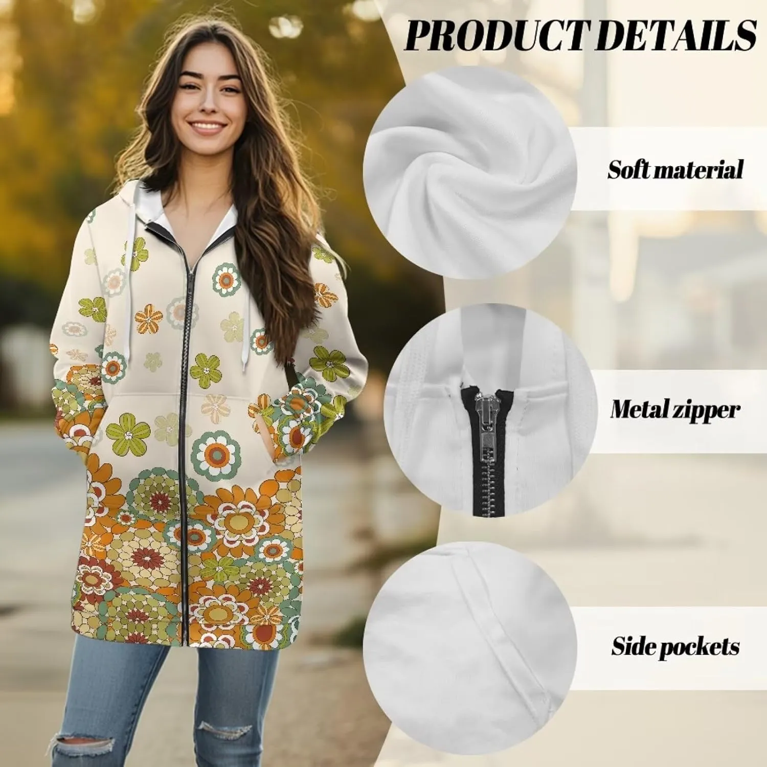 Suobstales Women's Zip Up Hoodies Oversized Fleece Long Sleeve Sweatshirts Casual Fall Jacket Coat with Pocket (S-3XL)
