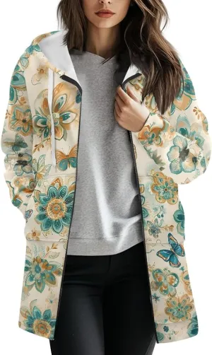 Suobstales Women's Zip Up Hoodies Oversized Fleece Long Sleeve Sweatshirts Casual Fall Jacket Coat with Pocket (S-3XL)