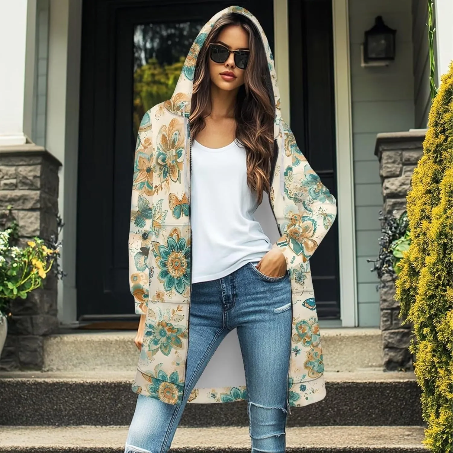 Suobstales Women's Zip Up Hoodies Oversized Fleece Long Sleeve Sweatshirts Casual Fall Jacket Coat with Pocket (S-3XL)