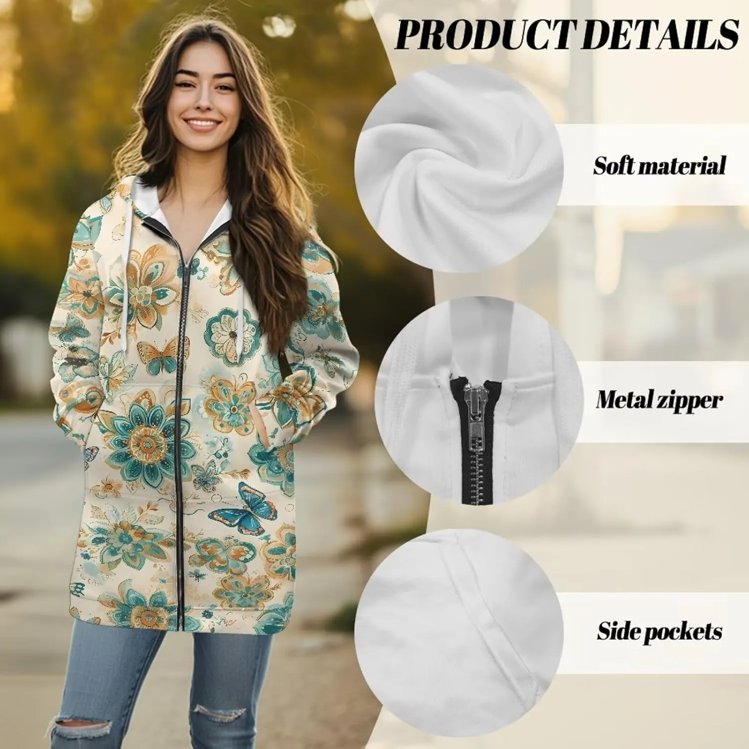 Suobstales Women's Zip Up Hoodies Oversized Fleece Long Sleeve Sweatshirts Casual Fall Jacket Coat with Pocket (S-3XL)