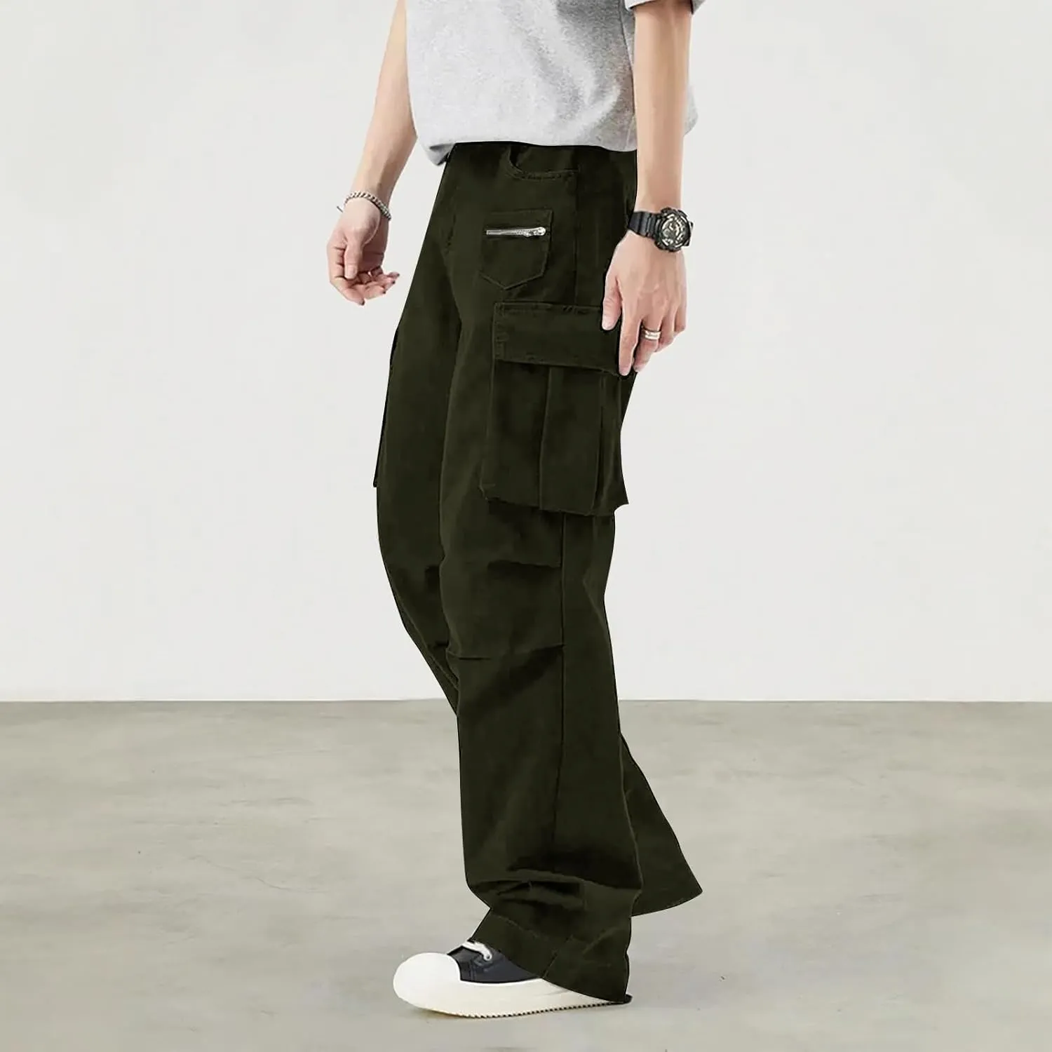 Sweatpants for Men Sport Tapered Classic Jogger Mens Split Ripstop Slim Fit Joggers Elasticated Waist Solid Slacks
