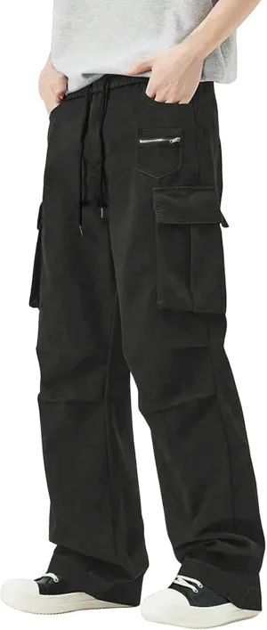 Sweatpants for Men Sport Tapered Classic Jogger Mens Split Ripstop Slim Fit Joggers Elasticated Waist Solid Slacks