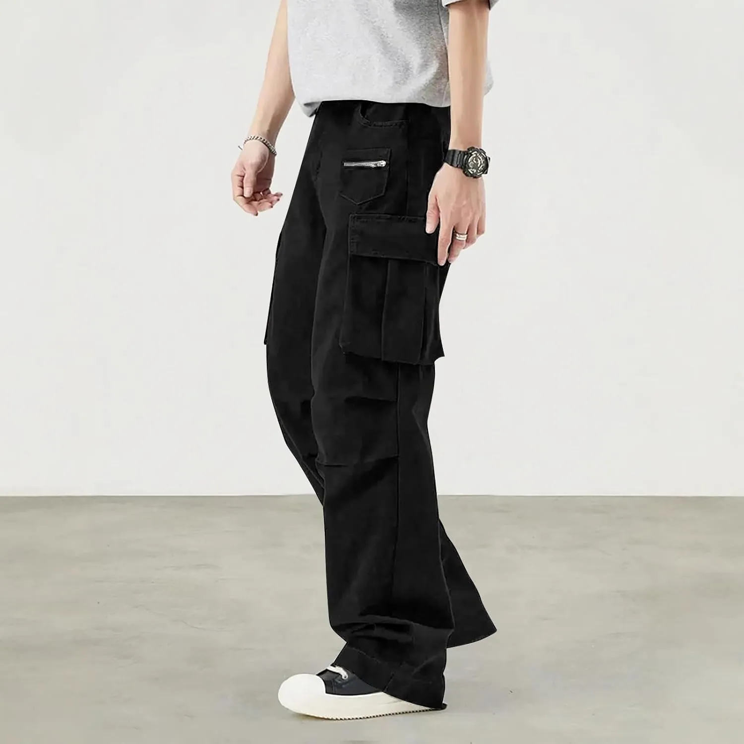 Sweatpants for Men Sport Tapered Classic Jogger Mens Split Ripstop Slim Fit Joggers Elasticated Waist Solid Slacks