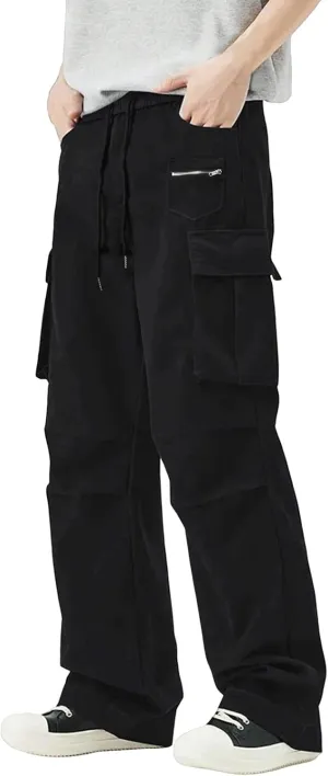 Sweatpants for Men Sport Tapered Classic Jogger Mens Split Ripstop Slim Fit Joggers Elasticated Waist Solid Slacks