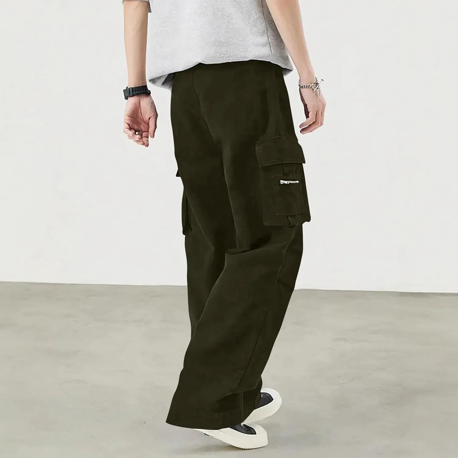 Sweatpants for Men Sport Tapered Classic Jogger Mens Split Ripstop Slim Fit Joggers Elasticated Waist Solid Slacks