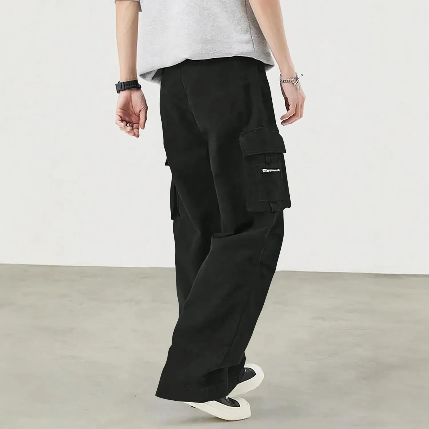 Sweatpants for Men Sport Tapered Classic Jogger Mens Split Ripstop Slim Fit Joggers Elasticated Waist Solid Slacks