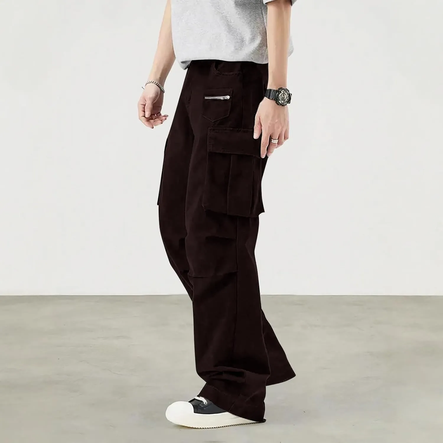 Sweatpants for Men Sport Tapered Classic Jogger Mens Split Ripstop Slim Fit Joggers Elasticated Waist Solid Slacks
