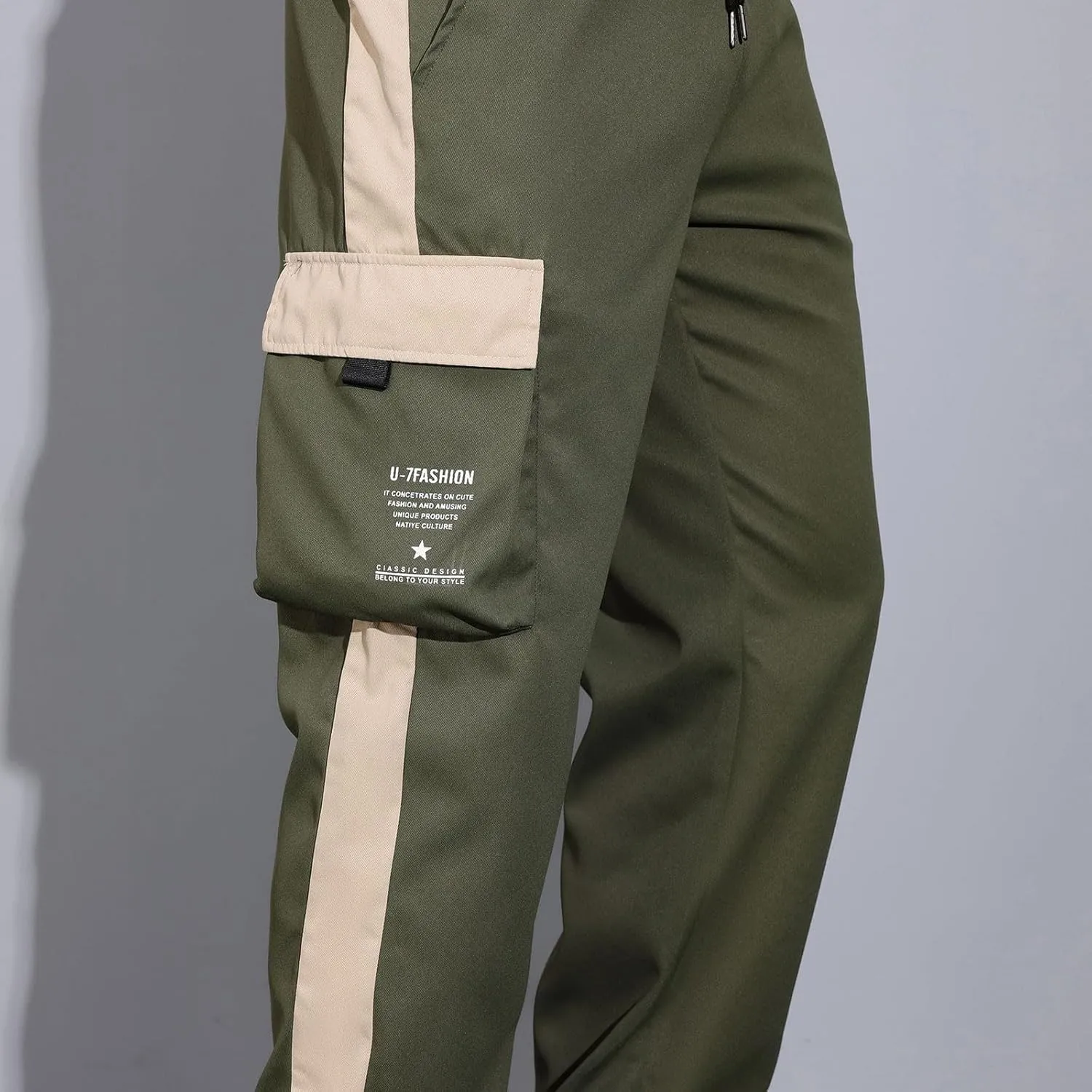 Sweatpants for Men Tapered Cargo Classic Sport Comfy Elastic Waist Coloured Split Flex Slacks Male Black,Khaki,Army