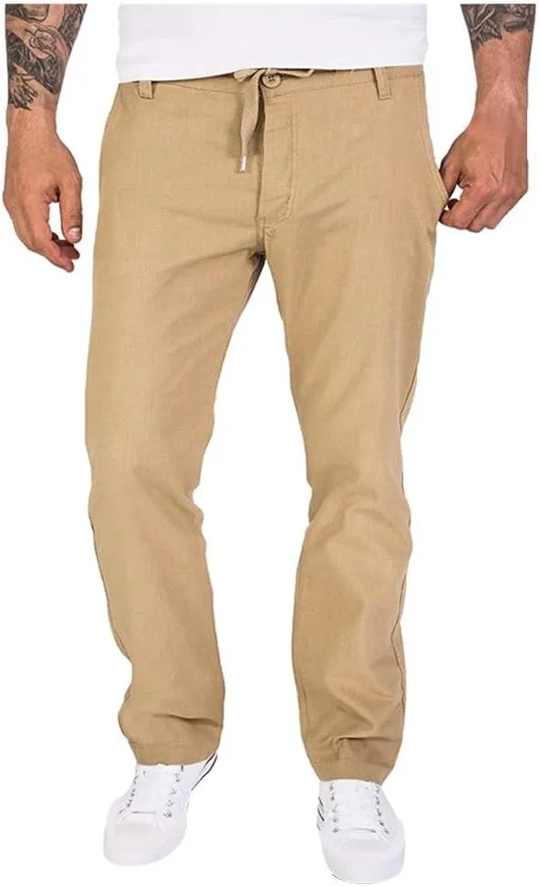Sweatpants for Men Tapered Classic Slacks Athletic Elasticated Waist Solid Color Split Elasticated Comfort Cargo Dark