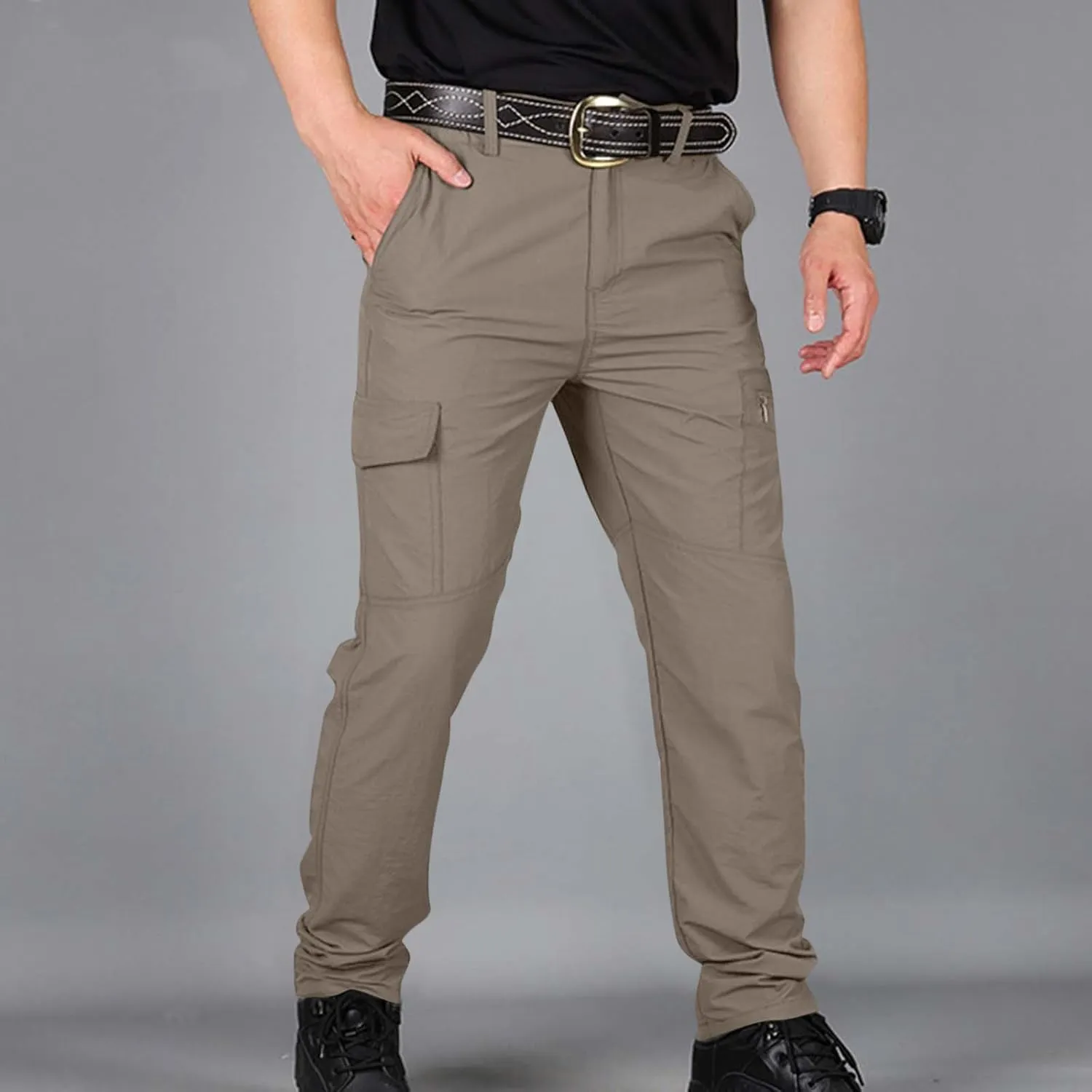 Tactic Pants for Men Hiking Water Resistant Ripstop Flex Cargo Pants Multi Pockets Outdoor Lightweight Trousers