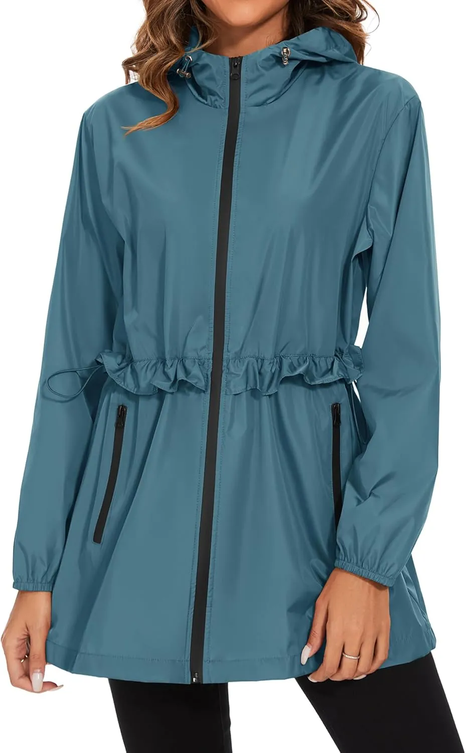 TCOT Rain Jackets for Women Waterproof Packable Hooded Rain Coat Lightweight Windbreaker with Pocket