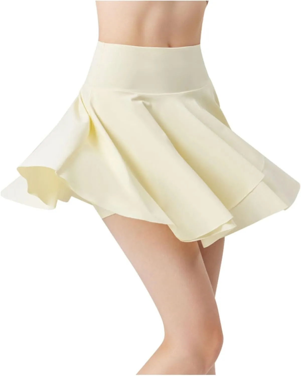 Tennis Skirts for Women High Waist Ruffle Layered Workout Athletic Golf Skort Flowy Pleated Running Skirt with Pockets