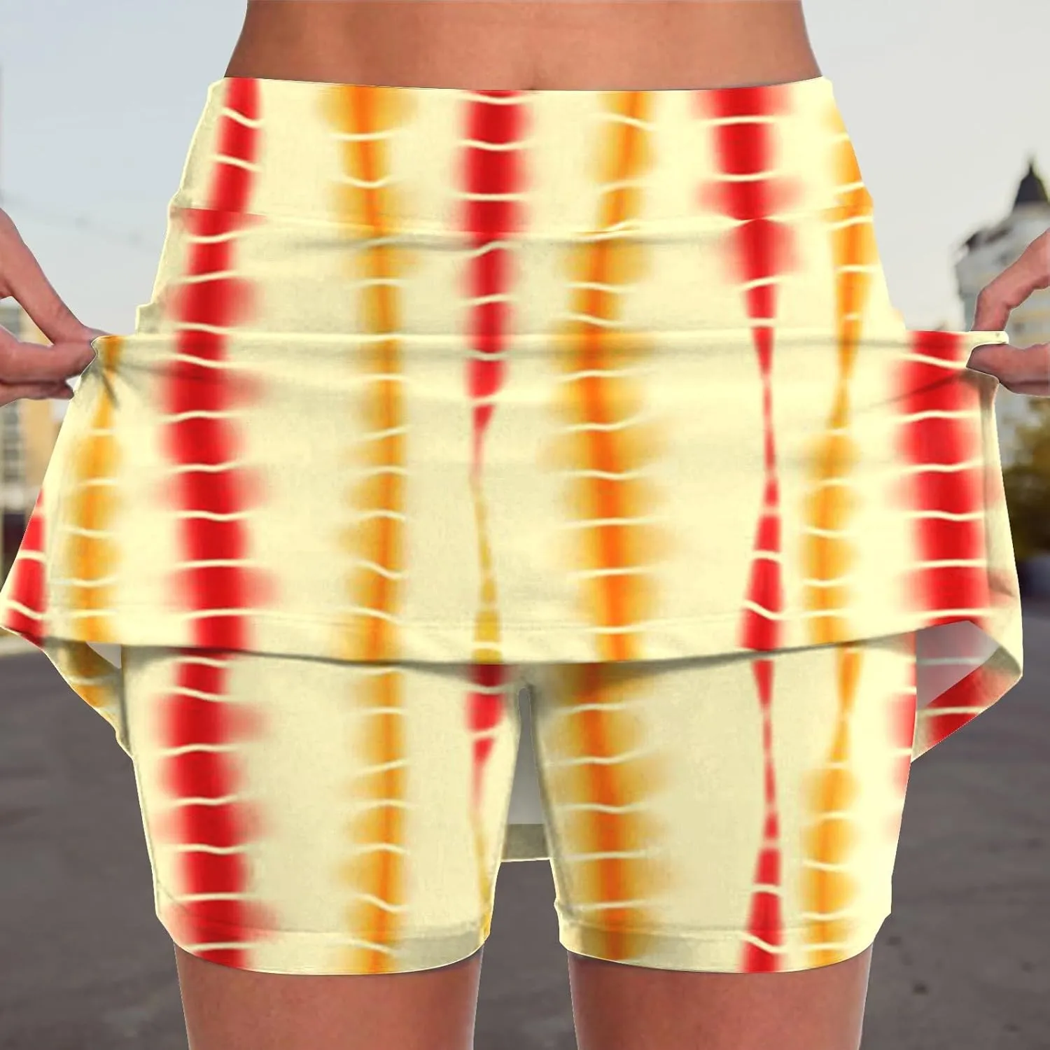 Tennis Skirts for Women Stretch Workout Lightweight Golf Athletic Skort Tie-Dye Pocket 2 in 1 Running Inner Shorts Underneath