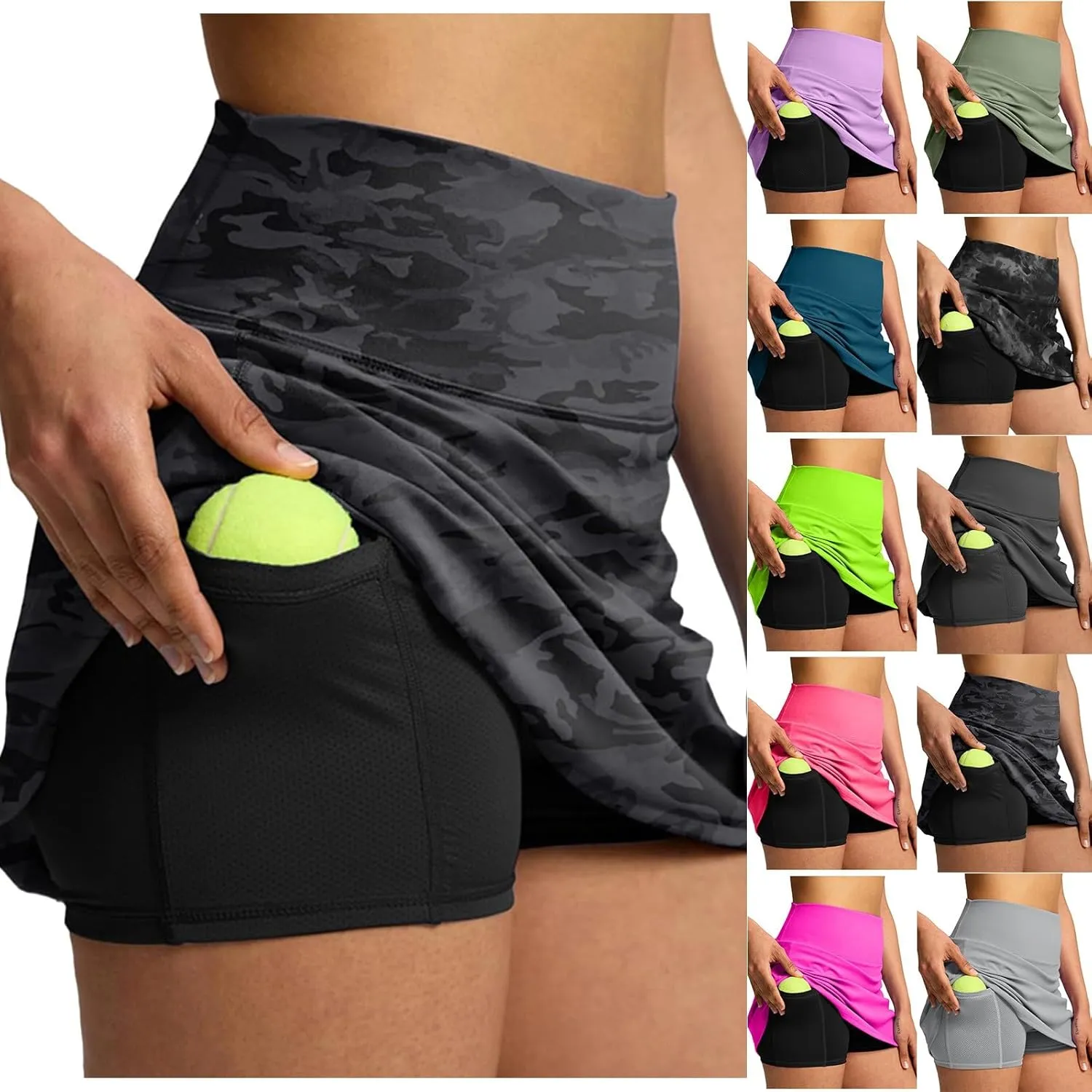 Tennis Skirts for Women with Shorts High Waisted Athletic Golf Skorts with Pockets Summer Flowy Lightweight Outfits